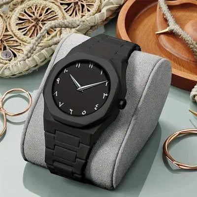 Black arabic aura Men's Black Stainless Steel Chain Watch - 1 Pc