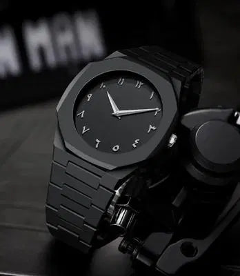 Black arabic aura Men's Black Stainless Steel Chain Watch - 1 Pc